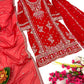 Heavy Faux Georgette Silk Kurti & Plazzo Set with Embroidered Lace Dupatta & Sequin Work