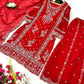 Heavy Faux Georgette Silk Kurti & Plazzo Set with Embroidered Lace Dupatta & Sequin Work
