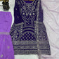 Faux Georgette Silk Kurti & Sarara Set with Sequins Embroidery & Lace Border Dupatta