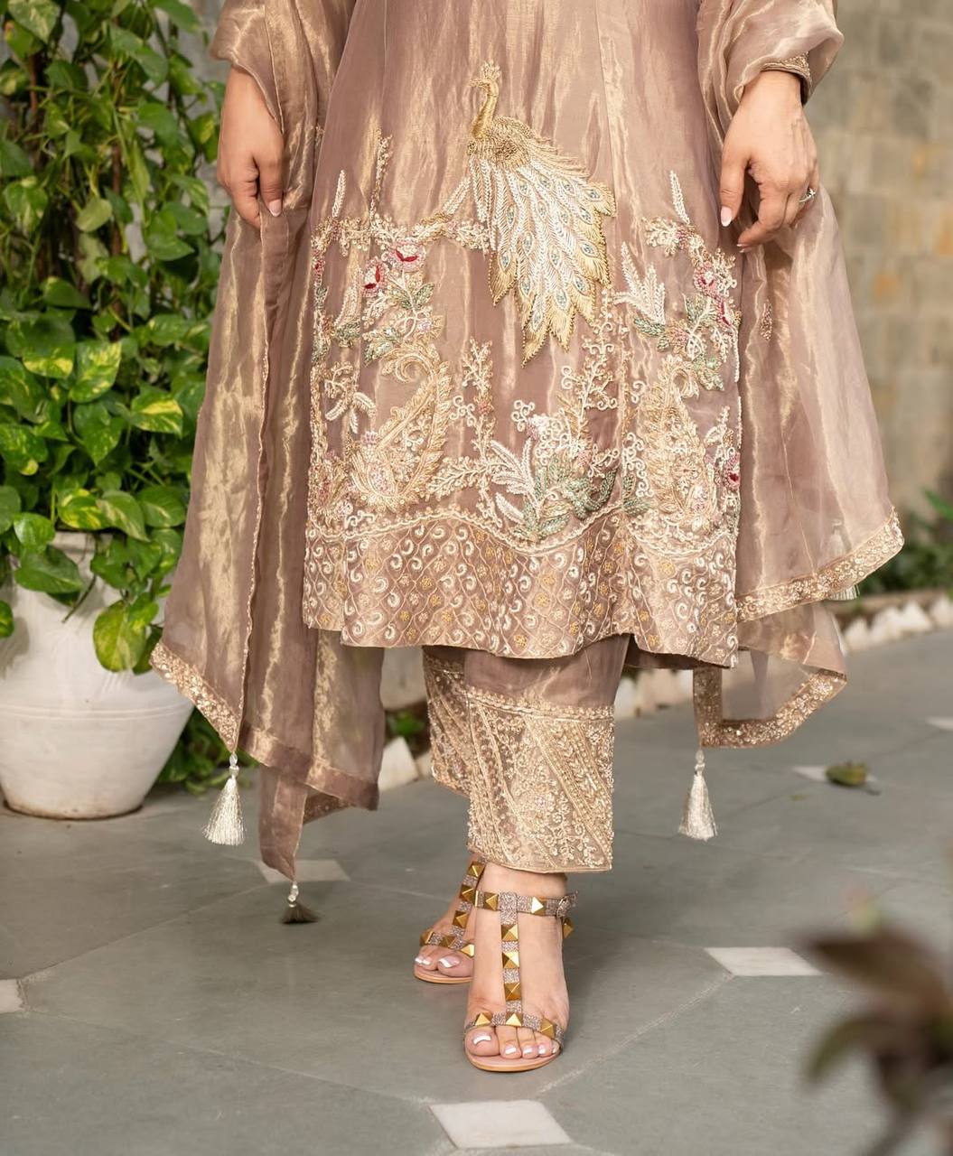 Designer Fandy Silk Embroidery Sequence Work Kurta Pant Dupatta Set for Women | Fully Stitched | Wedding & Festive Outfit