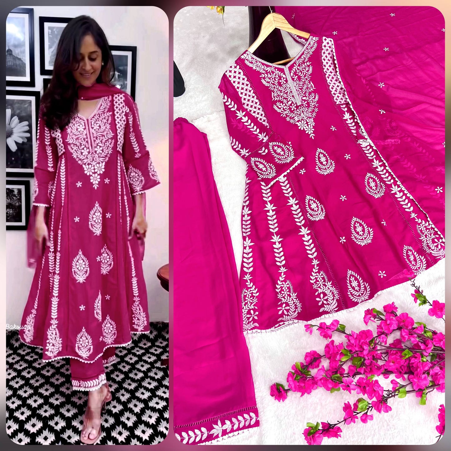 Elegant Pure Faux Georgette Silk Top & Plazzo Set with Dupatta – Multi-Needle Sequins Embroidery