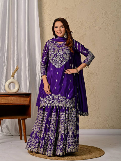 Designer Heavy Chinon Silk Lehenga Choli Set for Women | Embroidery, Zari & Sequence Work | Fully Stitched with Matching Dupatta