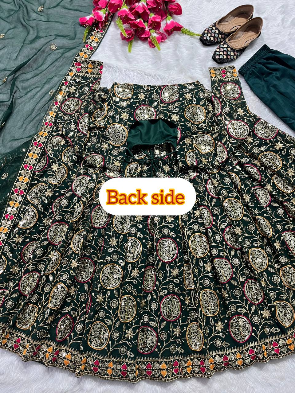 New Fancy Style Heavy Faux Georgette Anarkali Suit with Sequins Embroidery, 3 Meter Flair & Dupatta – Ready to Wear Festive & Wedding Outfit