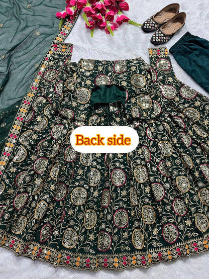 New Fancy Style Heavy Faux Georgette Anarkali Suit with Sequins Embroidery, 3 Meter Flair & Dupatta – Ready to Wear Festive & Wedding Outfit