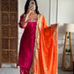 Elegant Heavy Chinon Silk Kurti Set with Farsi Salwar & 2.2m Dupatta – Fully Stitched with Micro Silk Lining