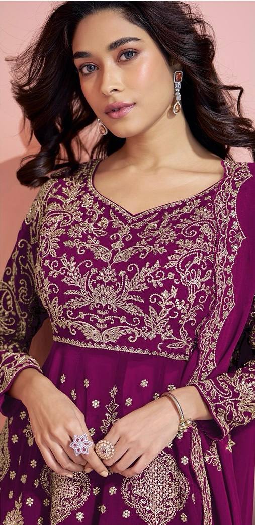 Stylish Faux Georgette Silk Kurti Set with Plazzo & Embellished Dupatta – Multi-Needle Sequins Work (Fully Stitched)