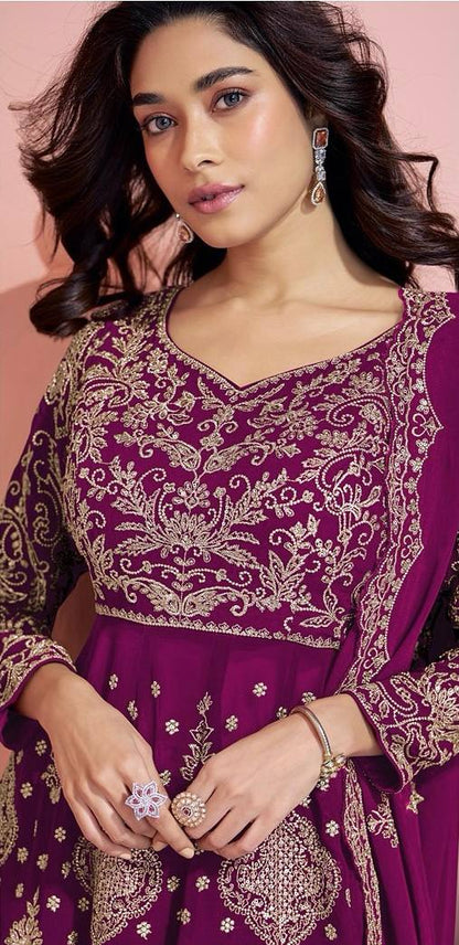 Stylish Faux Georgette Silk Kurti Set with Plazzo & Embellished Dupatta – Multi-Needle Sequins Work (Fully Stitched)