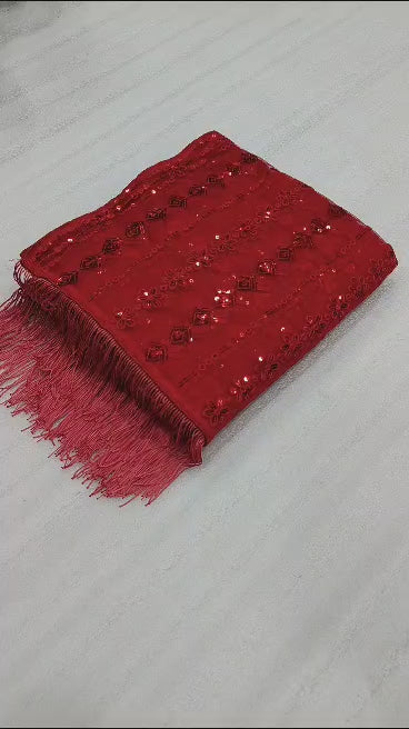 Red Party Wear Sequins Work Saree & Work Blouse Week Special Edition Women Saree