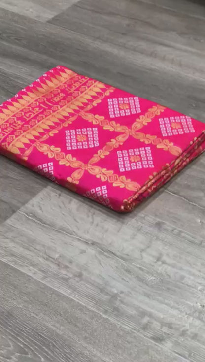 Superb Pink Color Beautiful Jacquard Work Trendy Wedding Saree