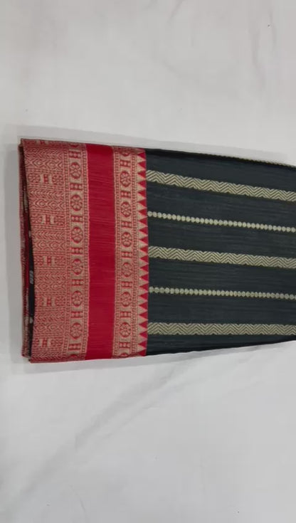 Designer Soft Litchi Silk Lace Border Saree With Unstitched Blouse