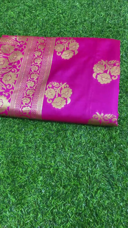 New Jacquard Casual Wear Fancy Half Half Silk Saree, With Blouse Piece, 5.5 M (Separate Blouse Piece)