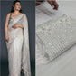 White Saree New Indian Designer Wedding Georgette Party Wear Sari Bollywood