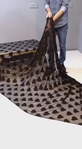 Black Heavy Georgette Diamond Figure Embroidery Sequence Work Saree