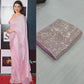 Baby Pink Sequence Embroidery Work Georgette Saree With Silk Blouse
