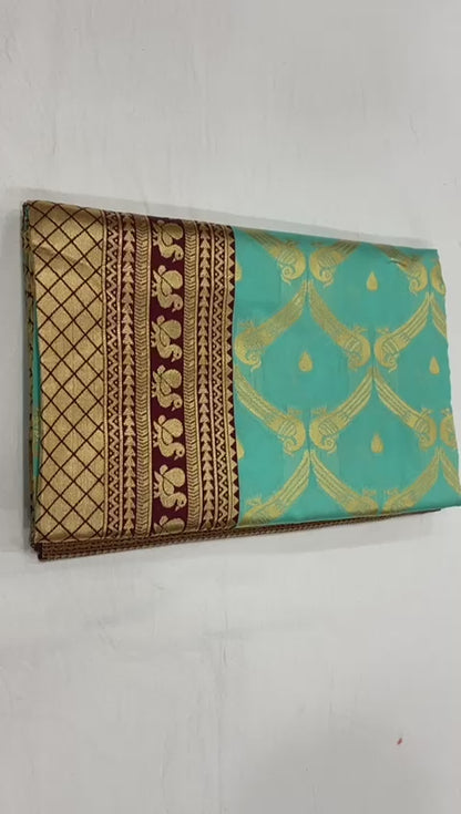 Sky Purple Soft Lichi Silk Saree With Haevy Weaving Rich Pallu Exclusive Extra Ordinery party wear Stunning Look Saree