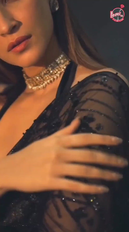 Black Indian Bollywood Saree for Women Ready to Wear Indian Wedding Party Wear Saree|Sequins work saree with stitched blouse|Wedding