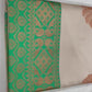 White Green Floral Woven Soft Lichi Silk Saree with Unstitched Blouse Piece