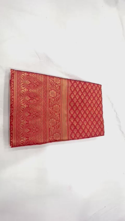 Womens Red Color Kanjivaram Soft Silk Patola saree With Blouse