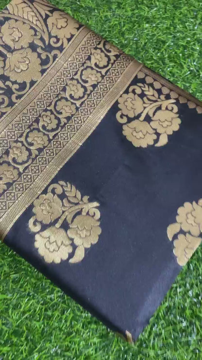New Jacquard Casual Wear Fancy Half Half Silk Saree, With Blouse Piece, 5.5 M (Separate Blouse Piece)