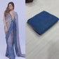 Fancy Blue Georgette Digital Printed Sequence Embroidery Saree For women's