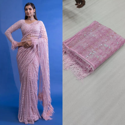 Indian Wedding Saree  Heavy Embroidery work  Blouse Party Wear Saree For Women And Girls